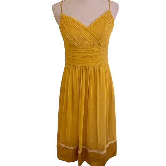 Laundry By Shelli Segal Dresses & Skirts - Laundry by Shelli Segal Mustard Silk Chiffon Party Dress 8